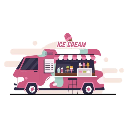 Camion de glaces de rue  Illustration