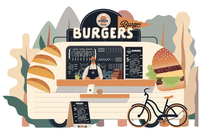 Camión de hamburguesas  Ilustración