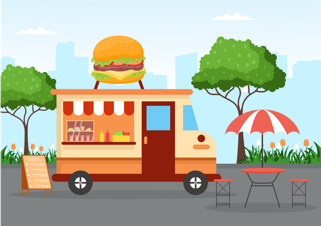 Camión de hamburguesas  Ilustración