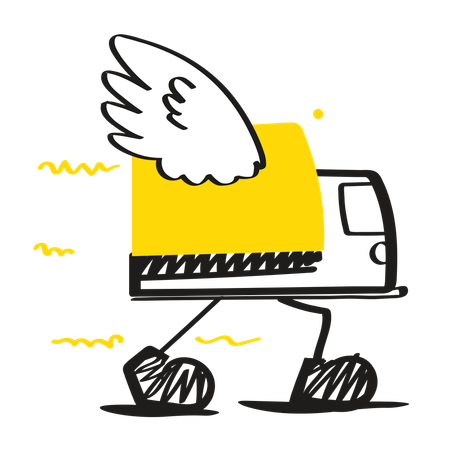 Camion de livraison avec ailes  Illustration