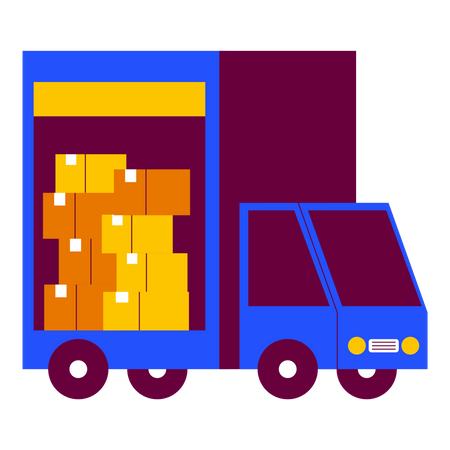 Camion de livraison et boîtes à colis  Illustration