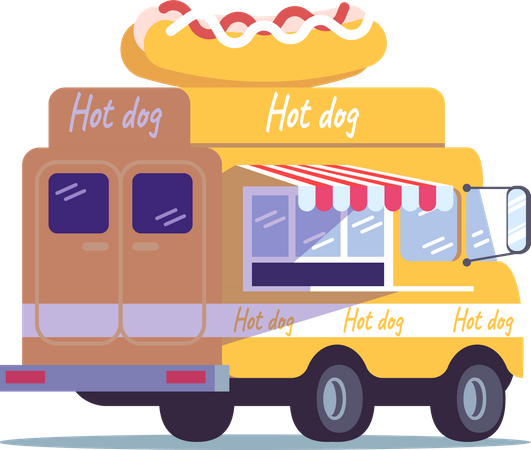Camión de perritos calientes  Ilustración