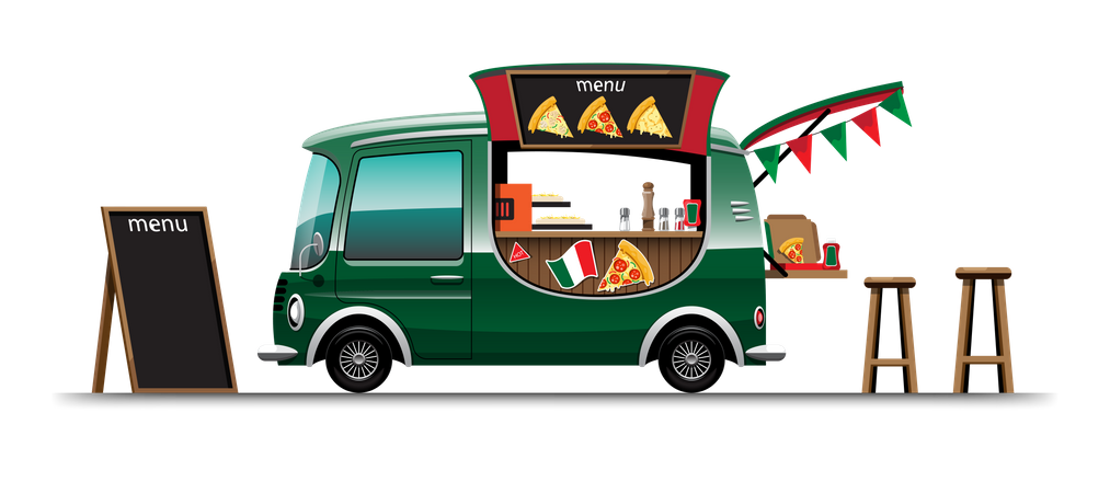 Camion de pizzas  Ilustración