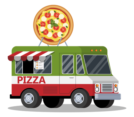 Camion de pizzas  Ilustración