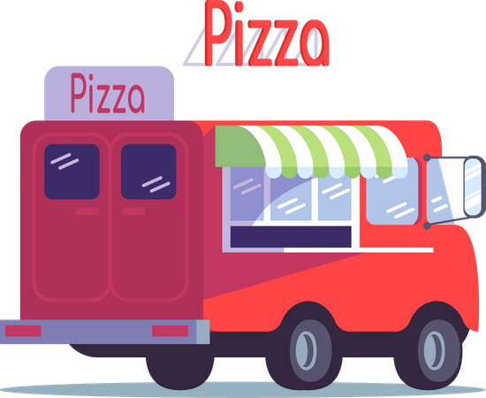Camión de comida para pizzas  Ilustración