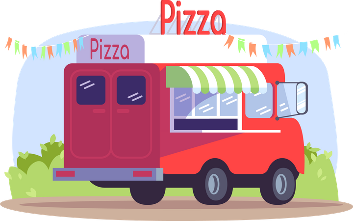 Camion de pizzas  Ilustración