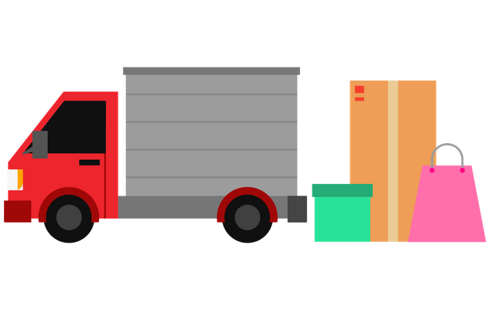 Paquetes de carga de camiones de reparto  Ilustración