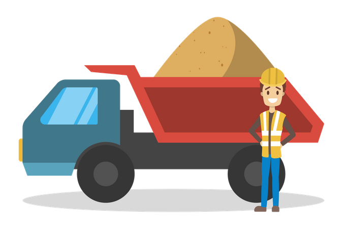 Camion de sable de construction  Illustration