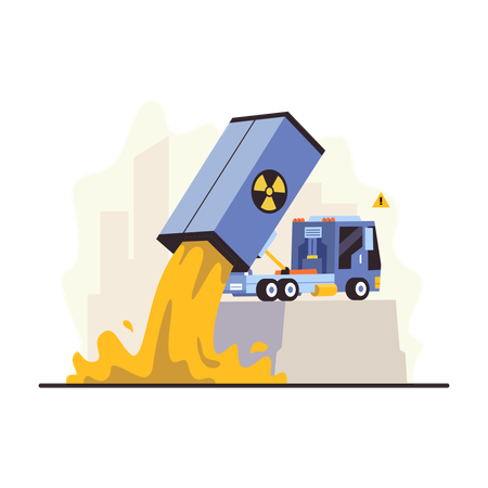Un camion déversant des déchets nucléaires  Illustration