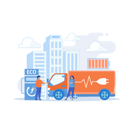 Camion électrique  Illustration