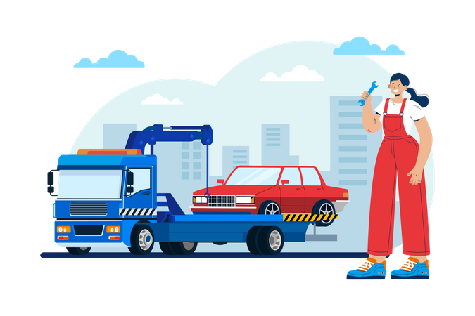 Camion élévateur de voiture  Illustration