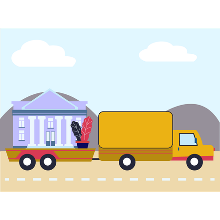 Un camion en route vers une nouvelle maison  Illustration