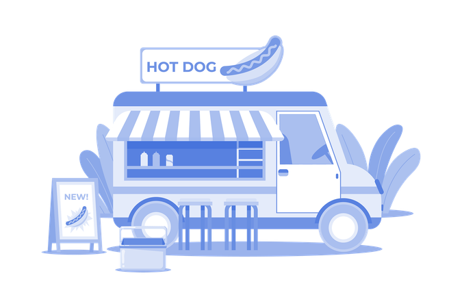 Camion de nourriture pour hot-dogs  Illustration