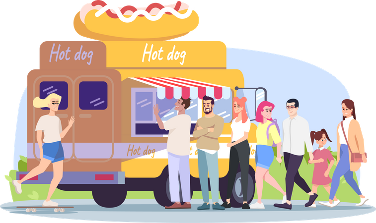 Camion de nourriture pour hot-dogs  Illustration