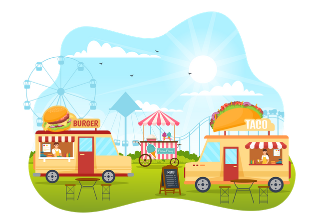Camion de nourriture mobile  Illustration