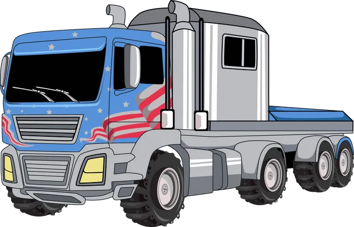 Ilustracion De Vector De Camion Grande Americano Ilustración