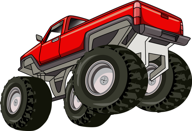 Gran camión monstruo rojo  Ilustración