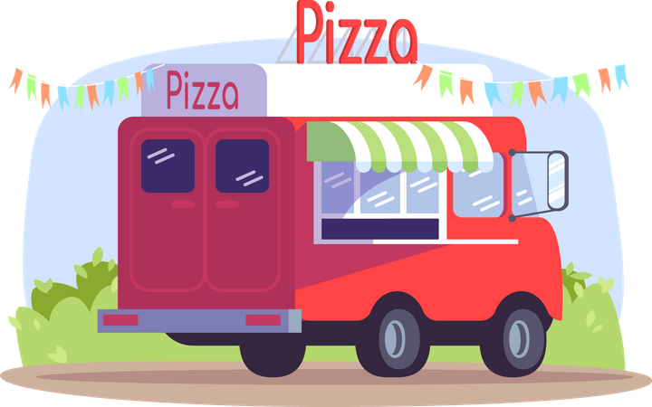 Camion à pizza  Illustration
