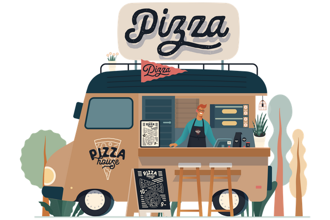 Camion à pizza  Illustration