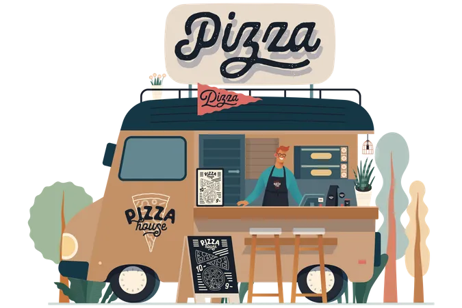 Camion à pizza  Illustration