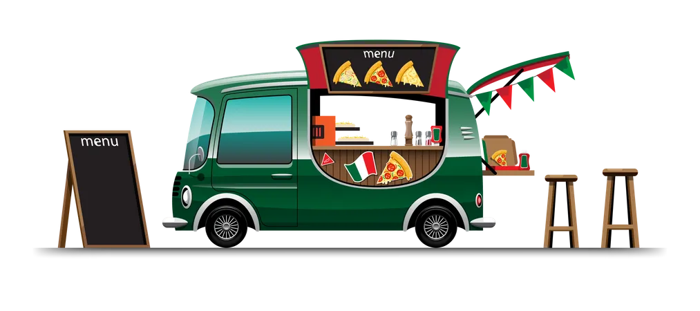 Camion à pizza  Illustration