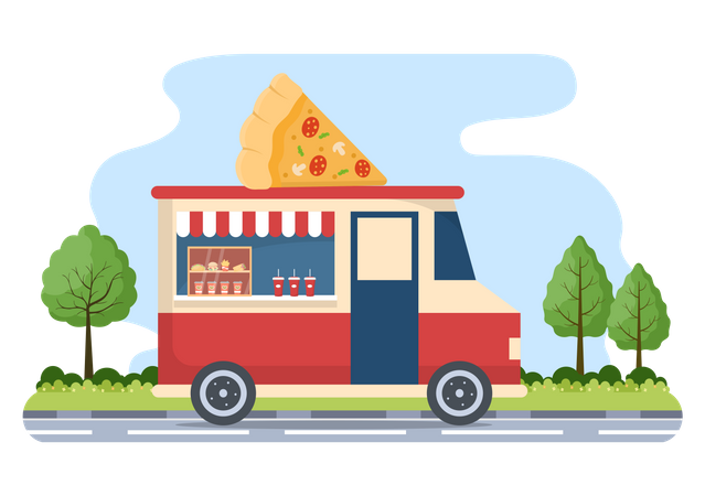 Camion à pizza  Illustration