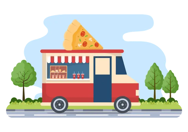 Camion à pizza  Illustration