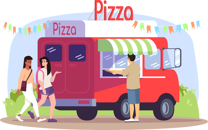 Camion de restauration de pizzas  Illustration