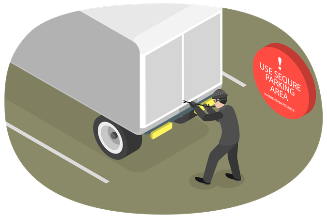 Robo de trailer de camion  Ilustración