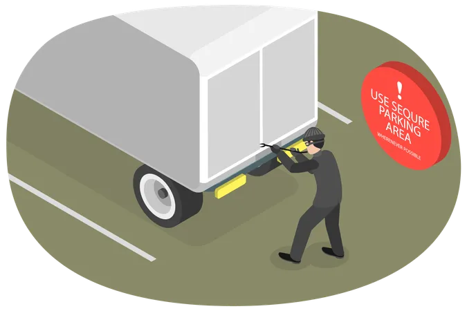 Robo de trailer de camion  Ilustración