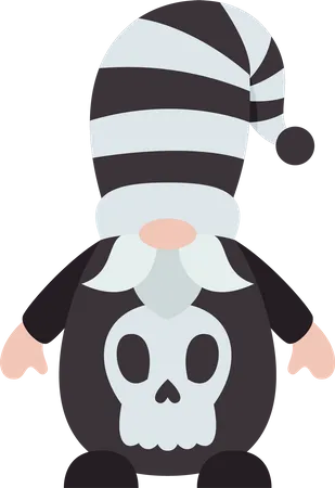 Gnomo com camisa de caveira  Ilustração