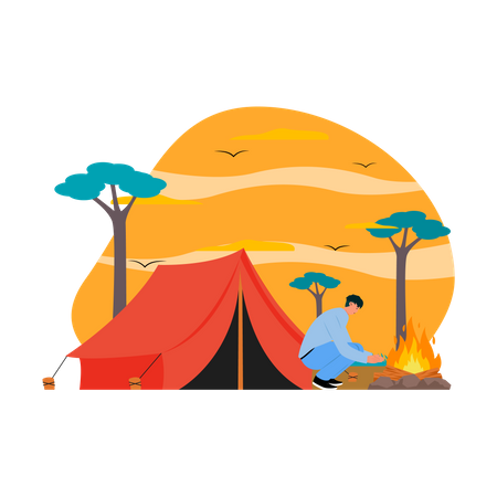 Man Camping  Illustration