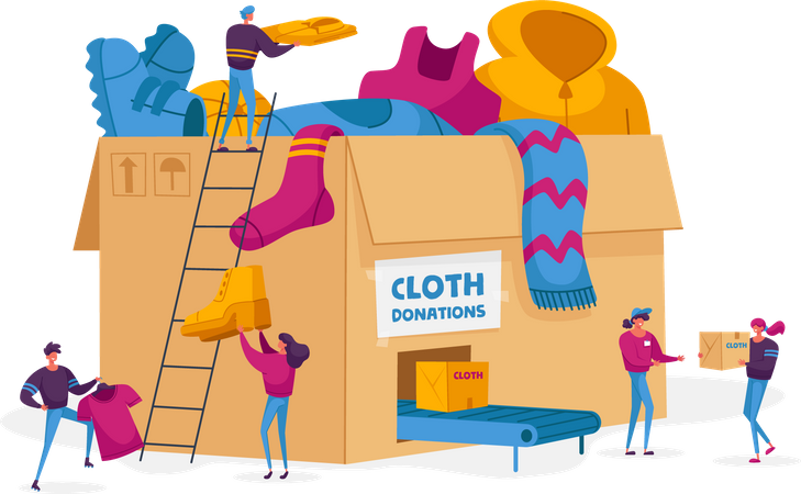 Camp de dons de vêtements  Illustration