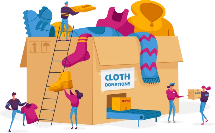 Camp de dons de vêtements  Illustration