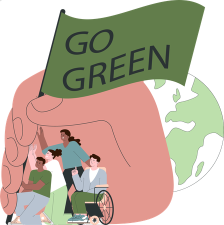 Les gens font campagne pour un environnement vert  Illustration