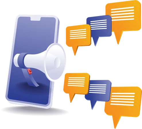 Campaign with digital marketing technology megaphone  Illustration