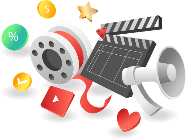 Campaña de vídeo de contenidos de marketing digital.  Ilustración