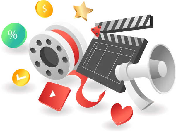 Campaña de vídeo de contenidos de marketing digital.  Ilustración