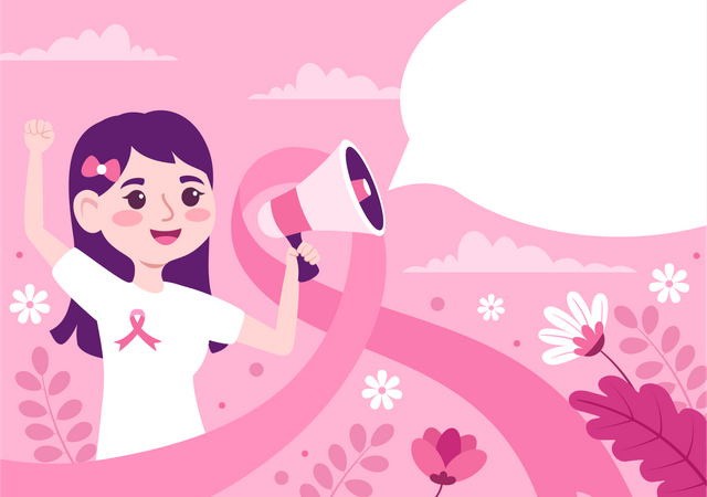 Campanha de conscientização sobre o câncer de mama  Ilustração