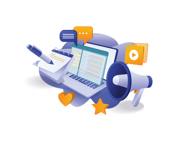 Campanha de informação na web de marketing digital  Illustration