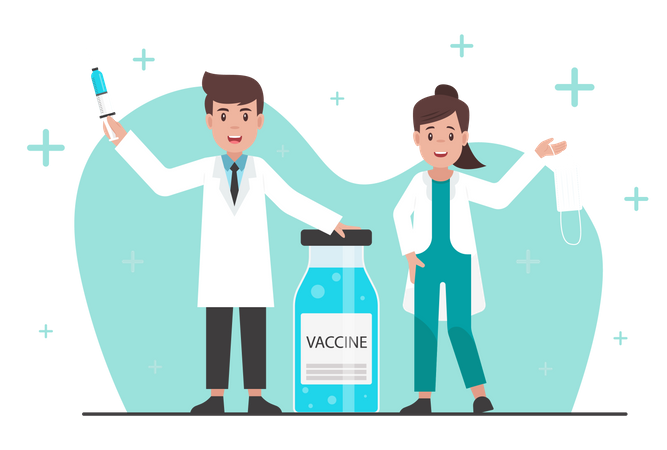 Campanha de vacinação por médico  Ilustração