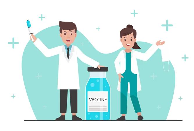 Campanha de vacinação por médico  Ilustração