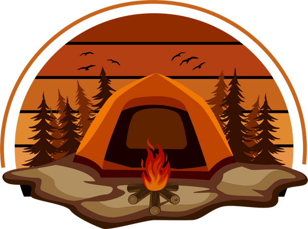 Campfire wild adventure  Illustration