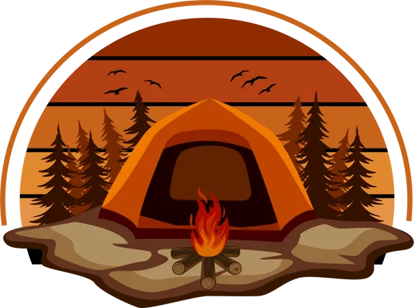 Campfire wild adventure  Illustration