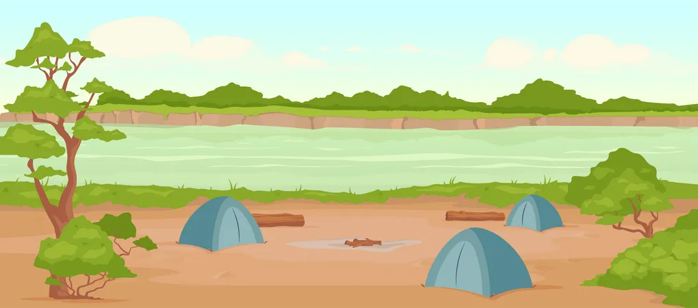 Terreno de camping  Ilustración