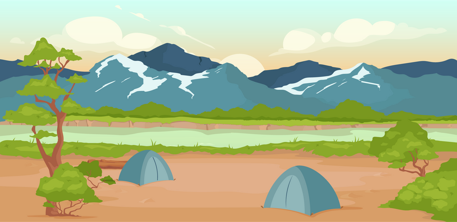 Terreno de camping  Ilustración