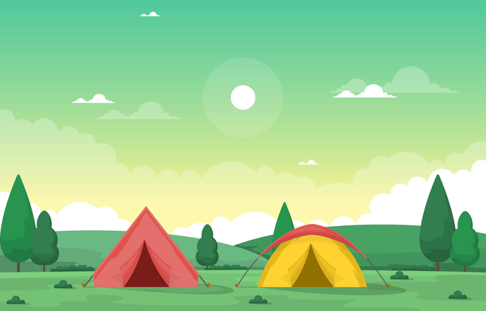 Camping Abenteuer  Illustration