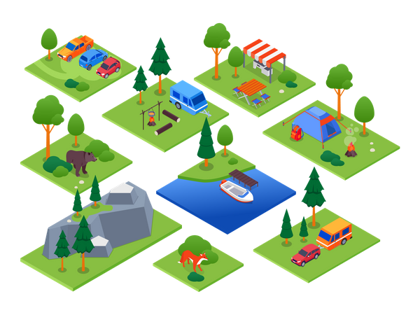Camping and tourism Illustration