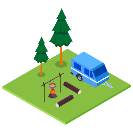 Camping Area Illustration