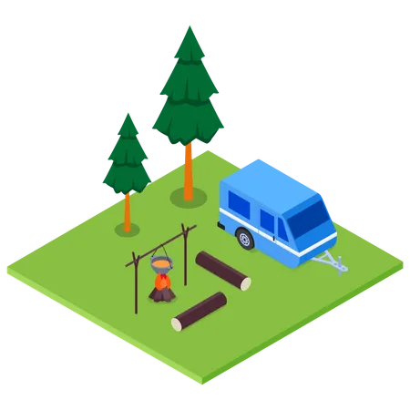 Camping Area Illustration